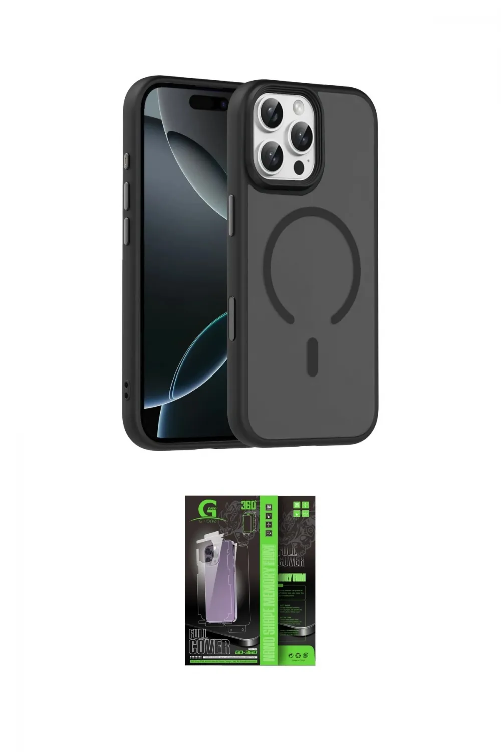 ieg™ iPhone 16 Pro Max Kılıf Doruk Form Serisi - Şeffaf 360 Full Body Arka Koruyucu