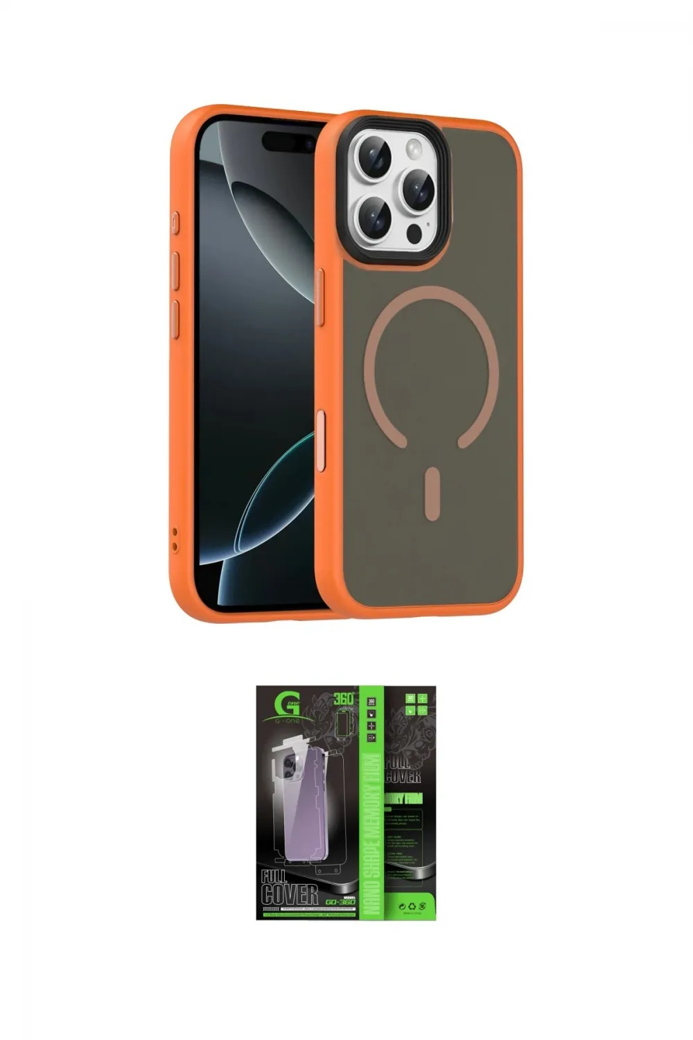 ieg™ iPhone 16 Pro Max Kılıf Doruk Form Serisi - Şeffaf 360 Full Body Arka Koruyucu