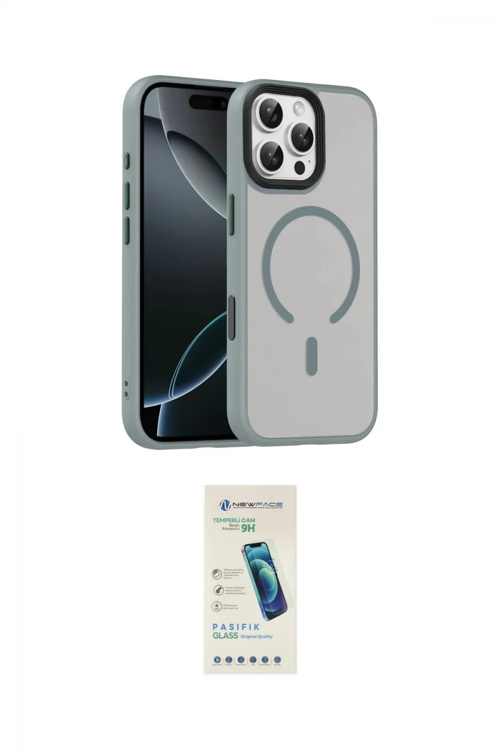 ieg™ iPhone 16 Pro Max Kılıf Doruk Form Serisi - Şeffaf Pasifik Cam Ekran Koruyucu