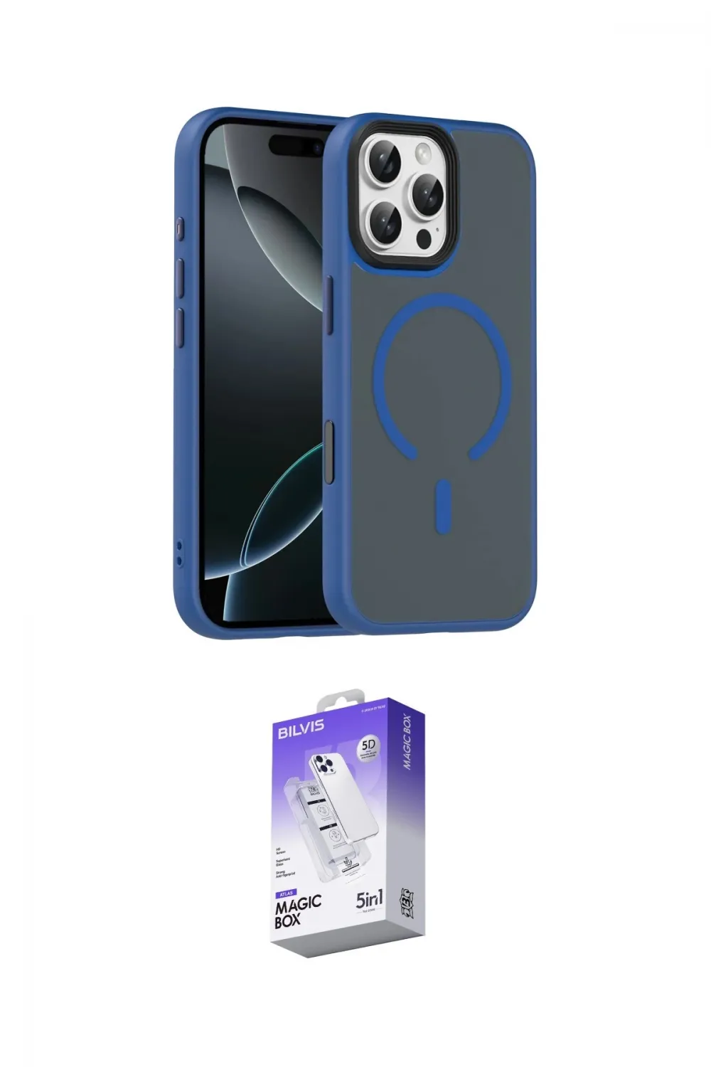 ieg™ iPhone 16 Pro Max Kılıf Doruk Form Serisi - Siyah Bilvis 5in1 3D Magic Cam Ekran Koruyucu