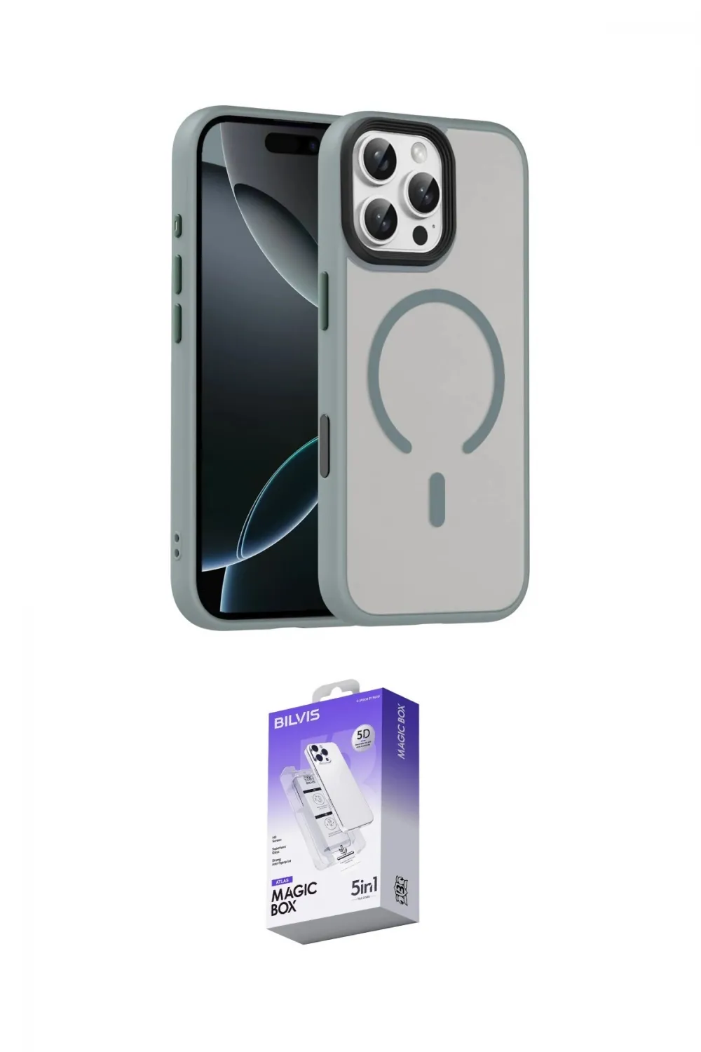 ieg™ iPhone 16 Pro Max Kılıf Doruk Form Serisi - Siyah Bilvis 5in1 3D Magic Cam Ekran Koruyucu