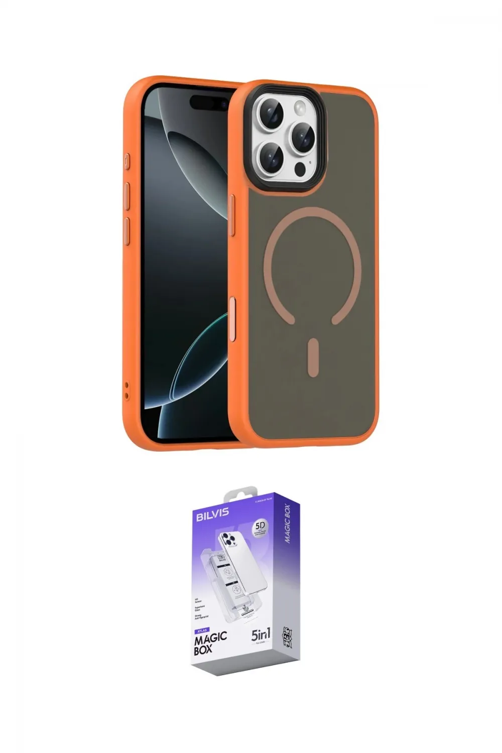 ieg™ iPhone 16 Pro Max Kılıf Doruk Form Serisi - Siyah Bilvis 5in1 3D Magic Cam Ekran Koruyucu