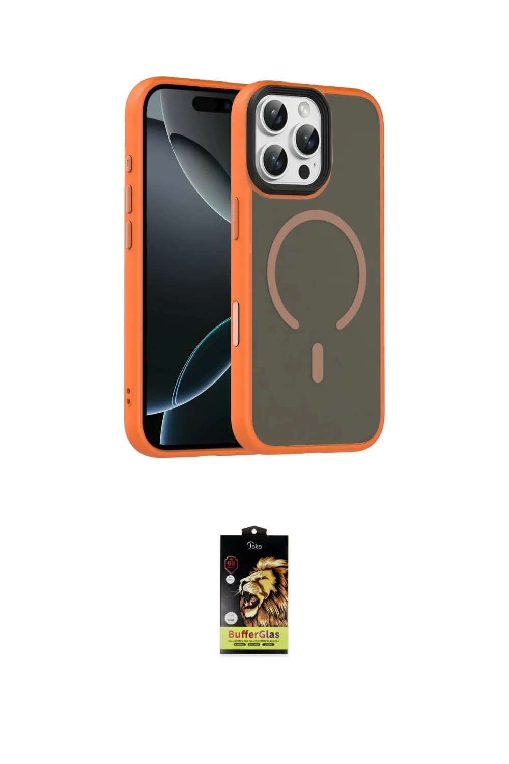 ieg™ iPhone 16 Pro Max Kılıf Doruk Form Serisi - Siyah Buffer Cam Ekran Koruyucu