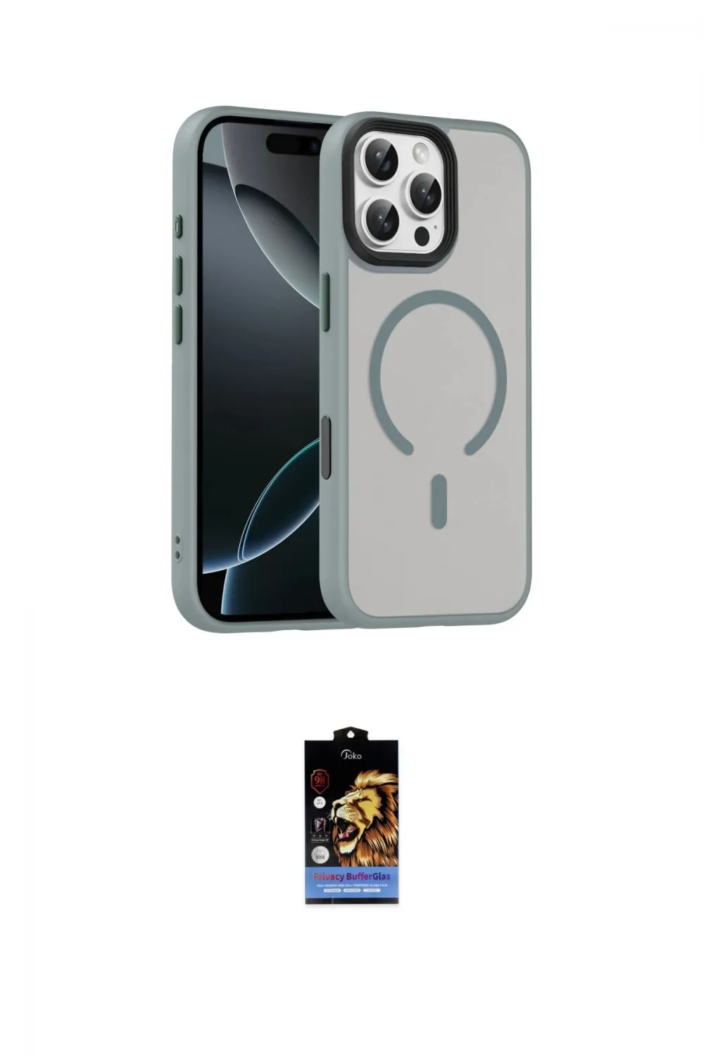 ieg™ iPhone 16 Pro Max Kılıf Doruk Form Serisi - Siyah Buffer Hayalet Cam Ekran Koruyucu