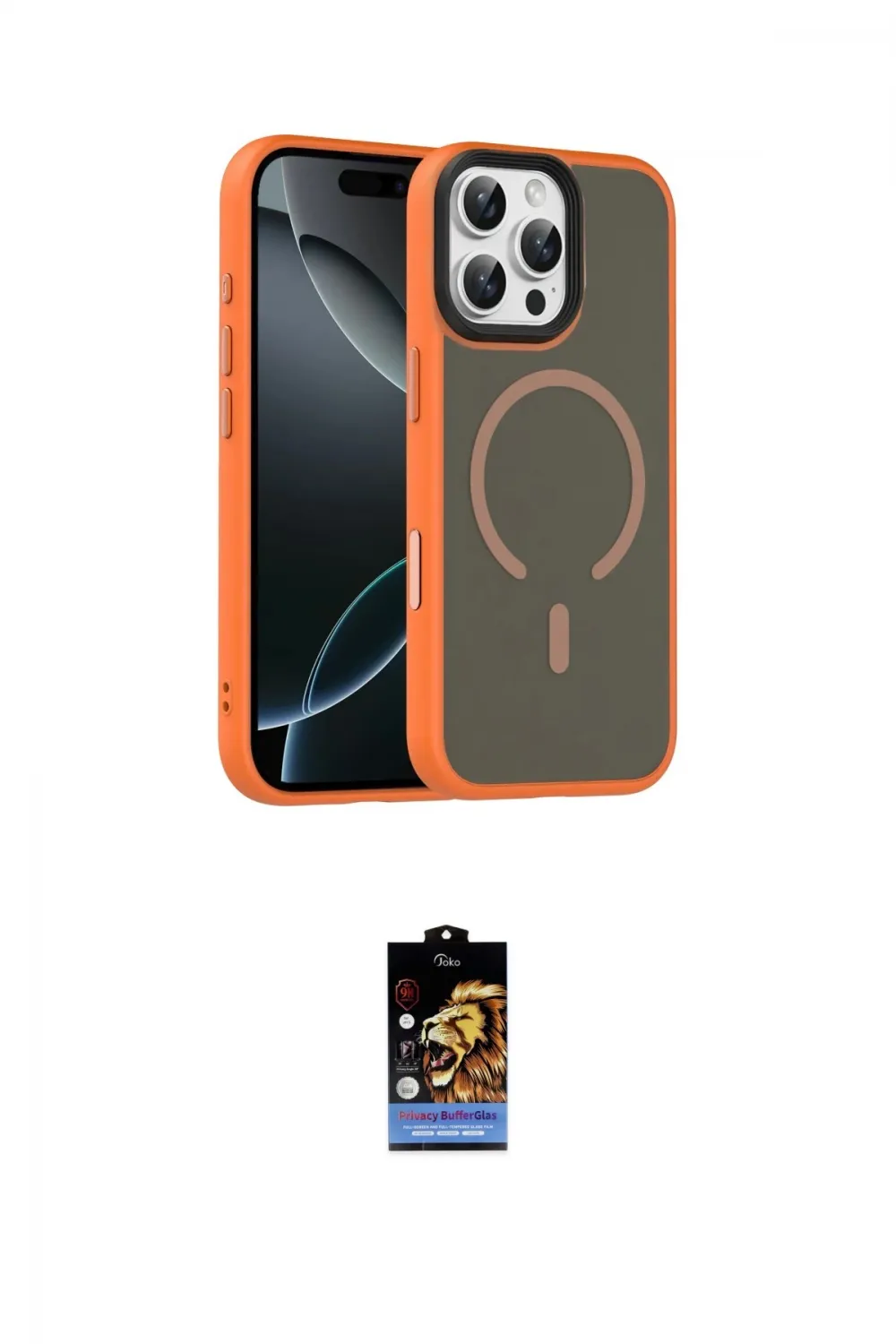 ieg™ iPhone 16 Pro Max Kılıf Doruk Form Serisi - Siyah Buffer Hayalet Cam Ekran Koruyucu