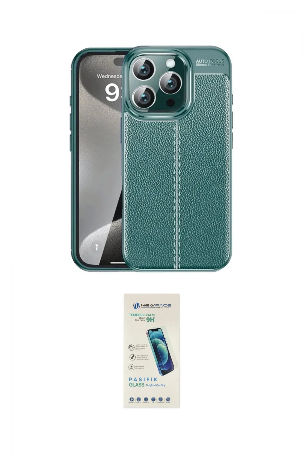 ieg™ iPhone 16 Pro Max Kılıf Doruk Klasik Özel Seri - Şeffaf Pasifik Cam Ekran Koruyucu