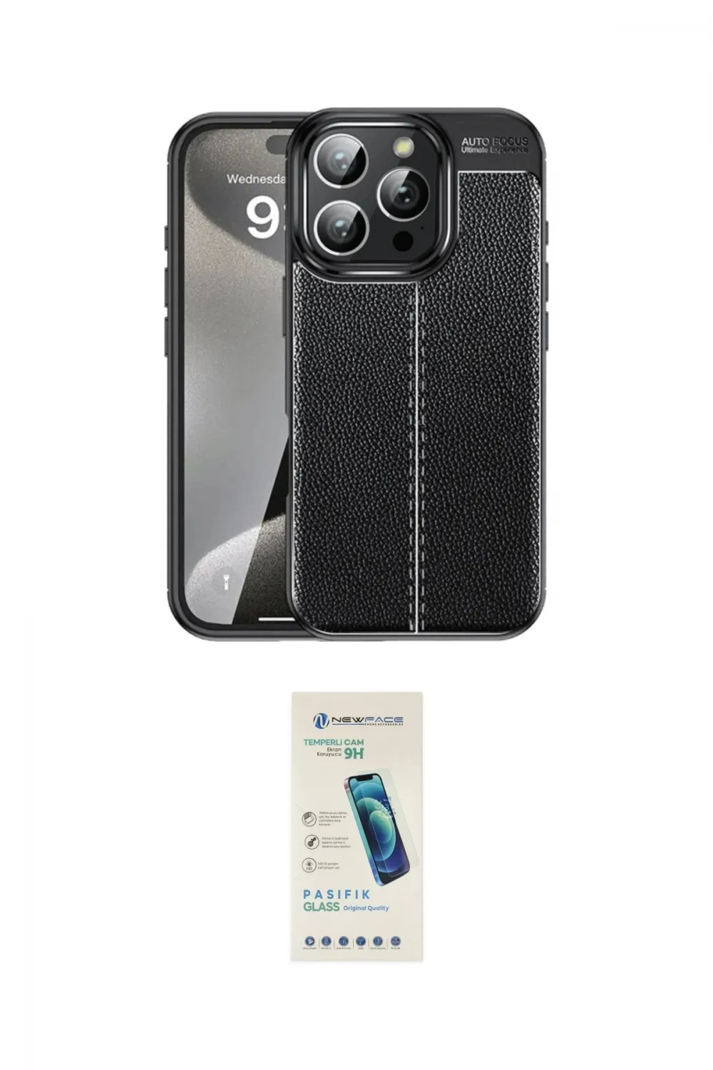 ieg™ iPhone 16 Pro Max Kılıf Doruk Klasik Özel Seri - Şeffaf Pasifik Cam Ekran Koruyucu