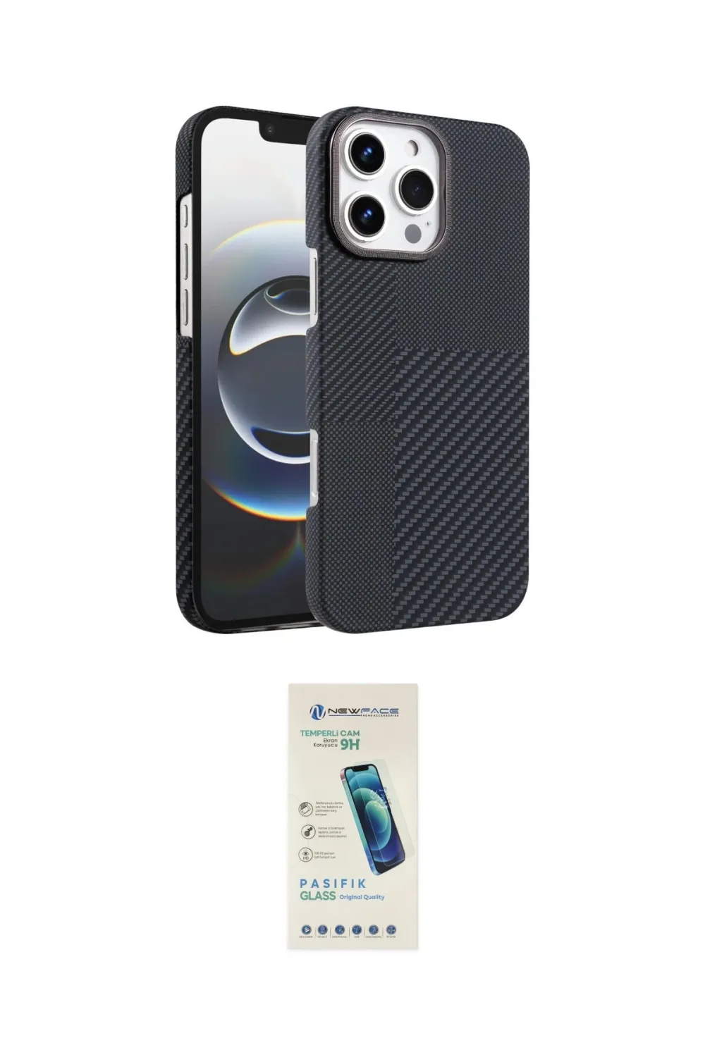 ieg™ iPhone 16 Pro Max Kılıf Doruk Serisi - Şeffaf Pasifik Cam Ekran Koruyucu