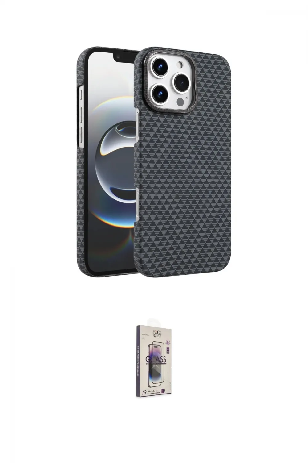 ieg™ iPhone 16 Pro Max Kılıf Doruk Serisi - Siyah Bilvis 3D Cam Ekran Koruyucu