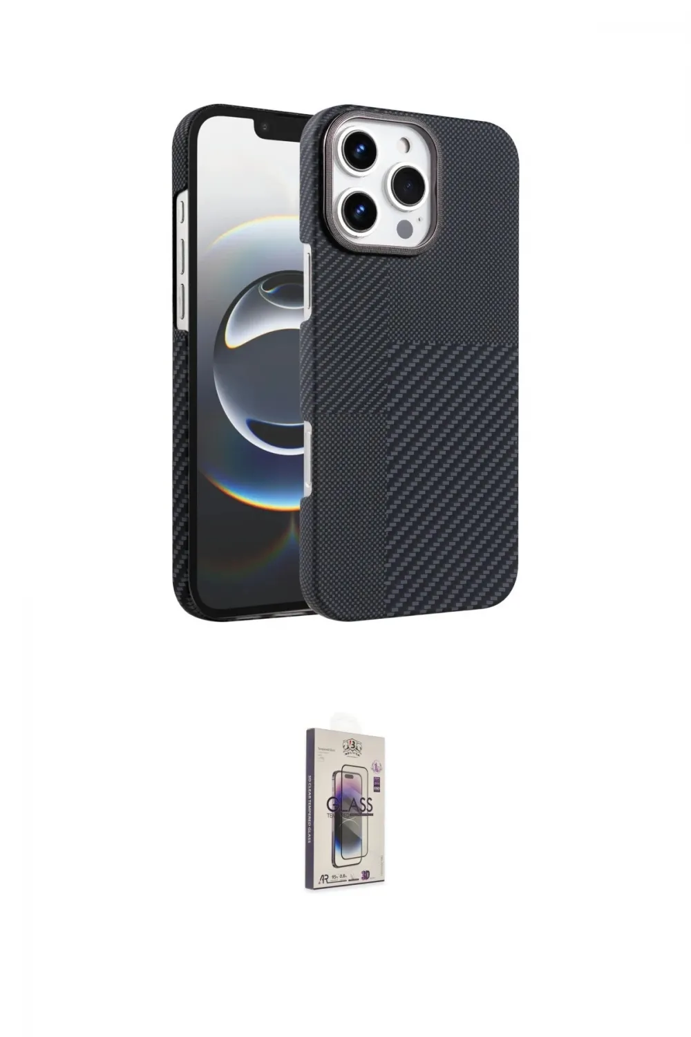 ieg™ iPhone 16 Pro Max Kılıf Doruk Serisi - Siyah Bilvis 3D Cam Ekran Koruyucu