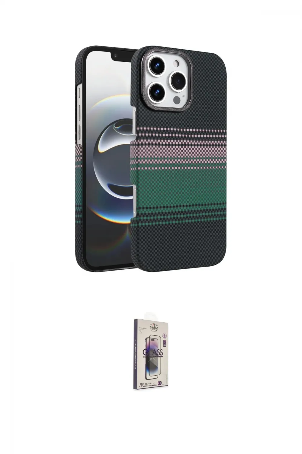 ieg™ iPhone 16 Pro Max Kılıf Doruk Serisi - Siyah Bilvis 3D Cam Ekran Koruyucu