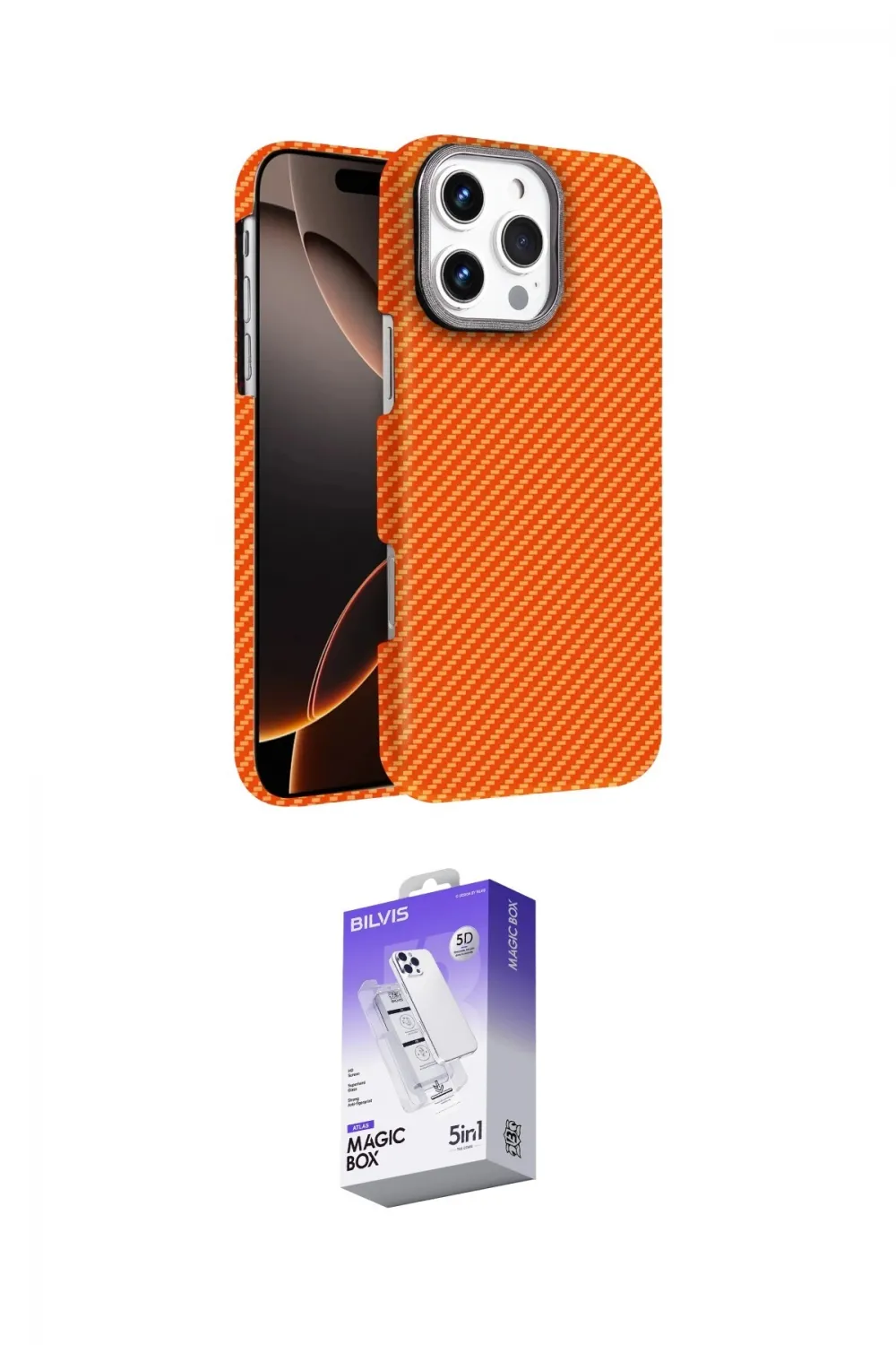 ieg™ iPhone 16 Pro Max Kılıf Doruk Serisi - Siyah Bilvis 5in1 3D Magic Cam Ekran Koruyucu
