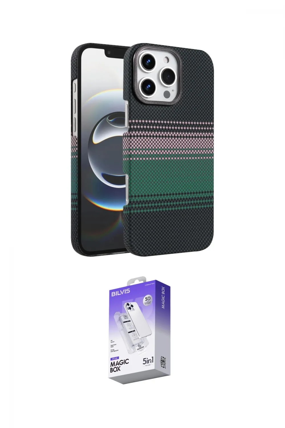 ieg™ iPhone 16 Pro Max Kılıf Doruk Serisi - Siyah Bilvis 5in1 3D Magic Cam Ekran Koruyucu