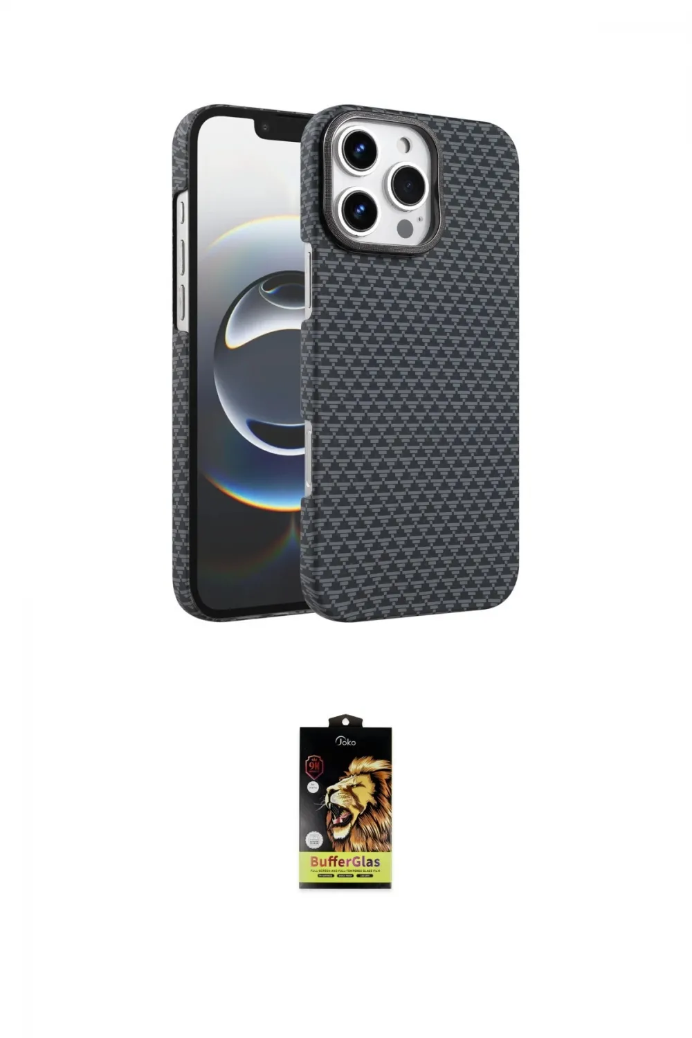 ieg™ iPhone 16 Pro Max Kılıf Doruk Serisi - Siyah Buffer Cam Ekran Koruyucu