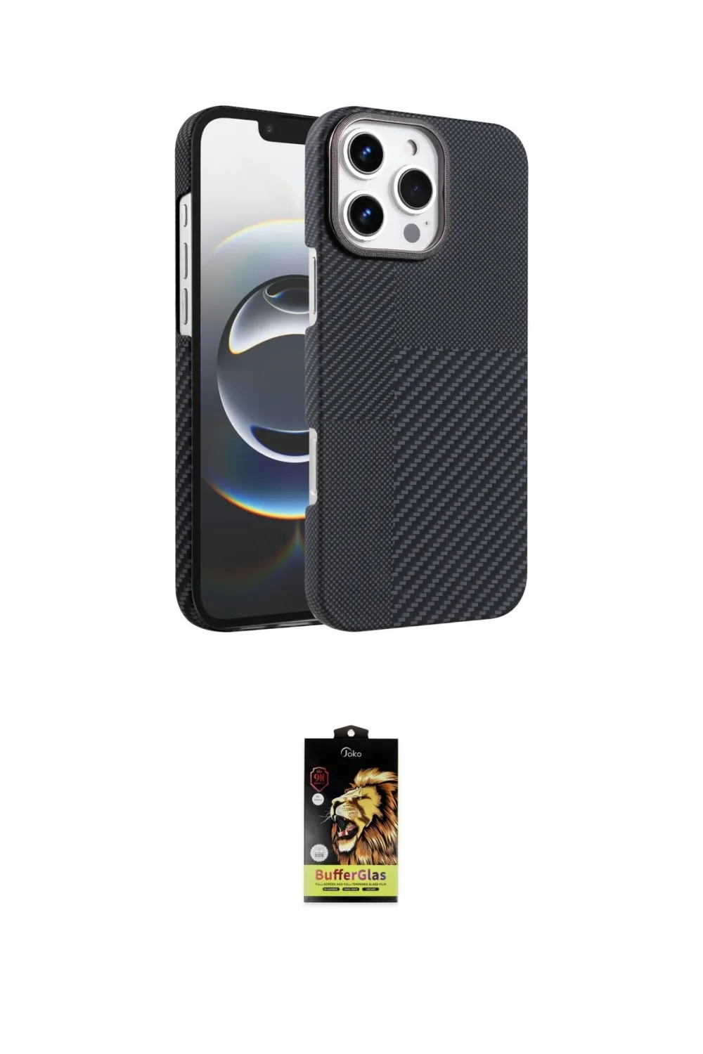 ieg™ iPhone 16 Pro Max Kılıf Doruk Serisi - Siyah Buffer Cam Ekran Koruyucu