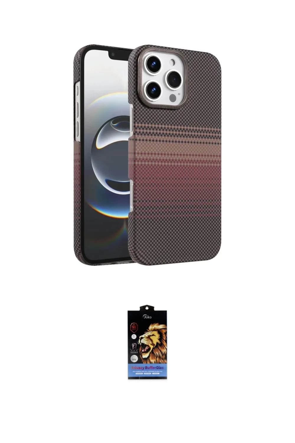 ieg™ iPhone 16 Pro Max Kılıf Doruk Serisi - Siyah Buffer Hayalet Cam Ekran Koruyucu