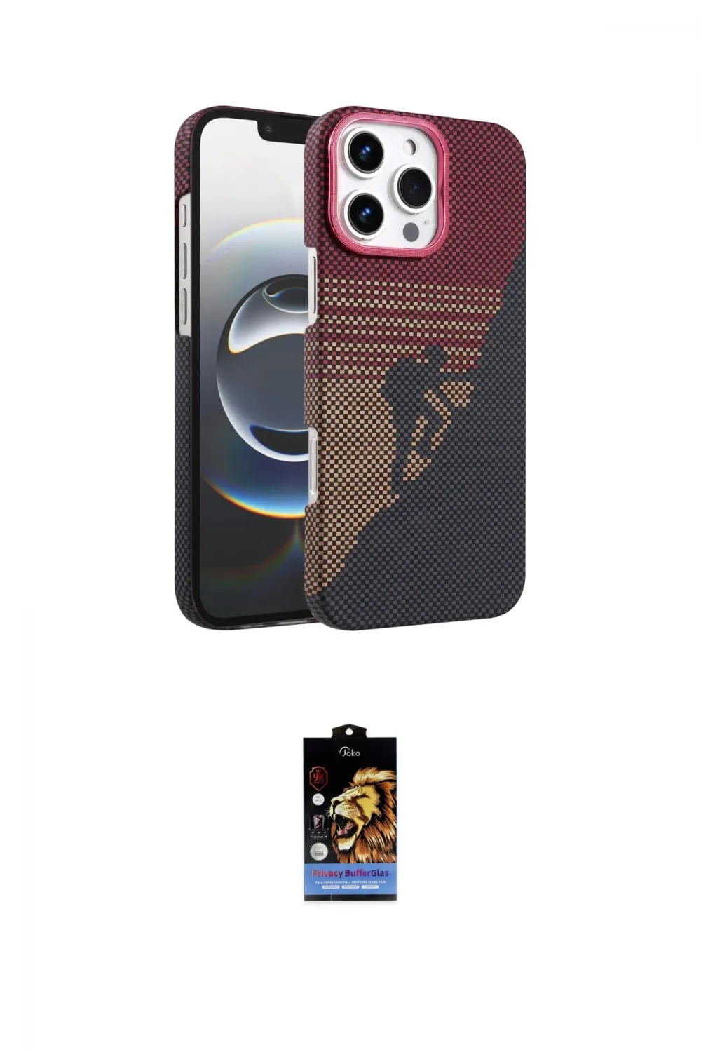 ieg™ iPhone 16 Pro Max Kılıf Doruk Serisi - Siyah Buffer Hayalet Cam Ekran Koruyucu