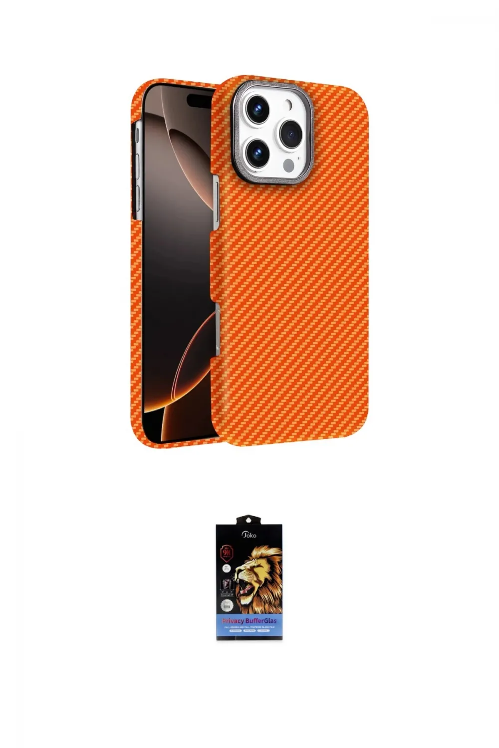 ieg™ iPhone 16 Pro Max Kılıf Doruk Serisi - Siyah Buffer Hayalet Cam Ekran Koruyucu