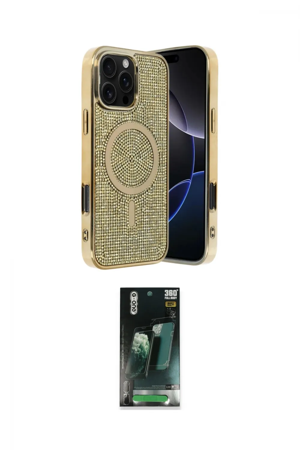 ieg™ iPhone 16 Pro Max Kılıf Eksen Çizgi - Siyah 360 Mat Full Body Arka Koruyucu