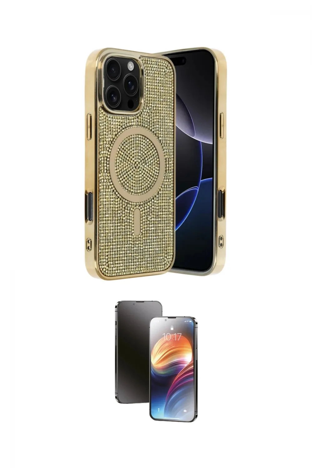 ieg™ iPhone 16 Pro Max Kılıf Eksen Çizgi - Siyah 3D Antistatik Mat Seramik Nano Ekran Koruyucu
