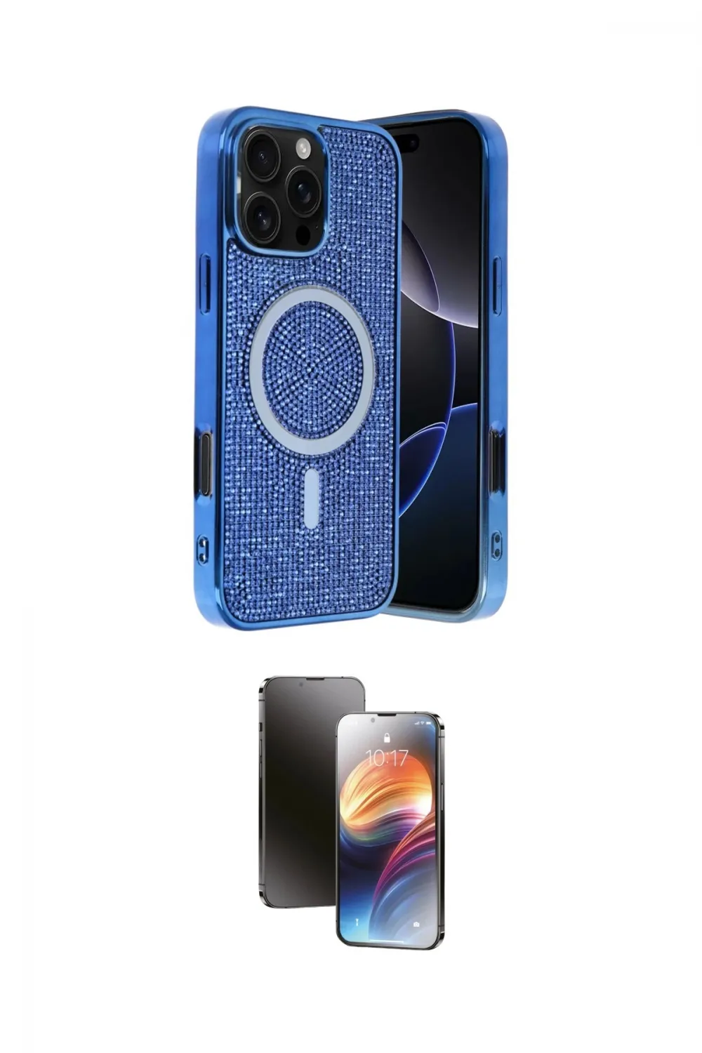 ieg™ iPhone 16 Pro Max Kılıf Eksen Çizgi - Siyah 3D Antistatik Mat Seramik Nano Ekran Koruyucu