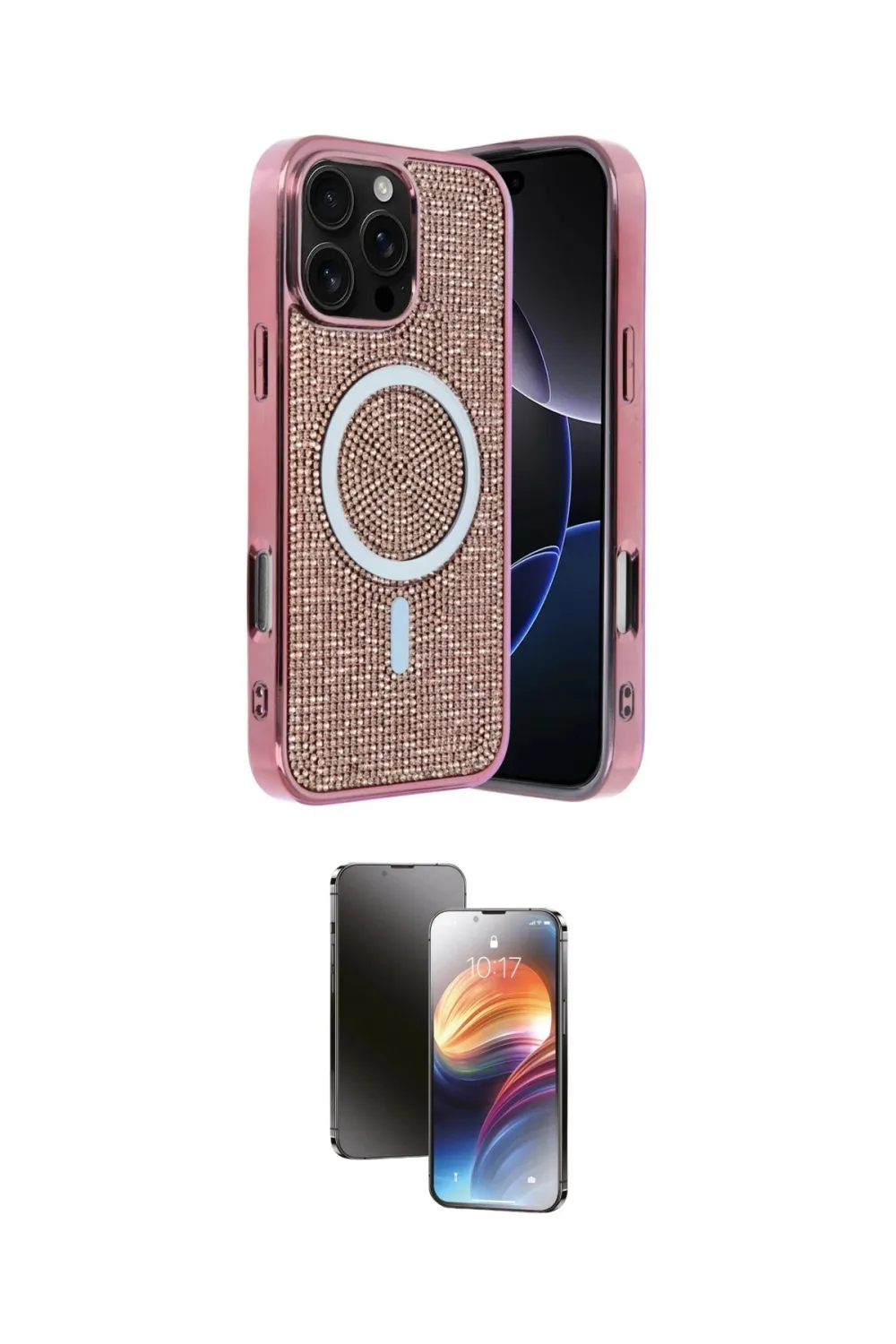 ieg™ iPhone 16 Pro Max Kılıf Eksen Çizgi - Siyah 3D Antistatik Mat Seramik Nano Ekran Koruyucu