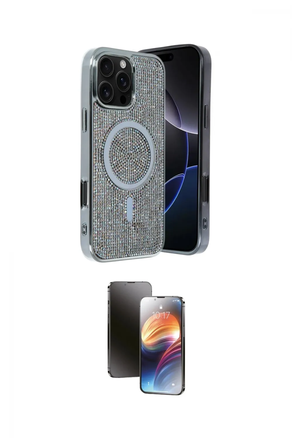 ieg™ iPhone 16 Pro Max Kılıf Eksen Çizgi - Siyah 3D Antistatik Mat Seramik Nano Ekran Koruyucu