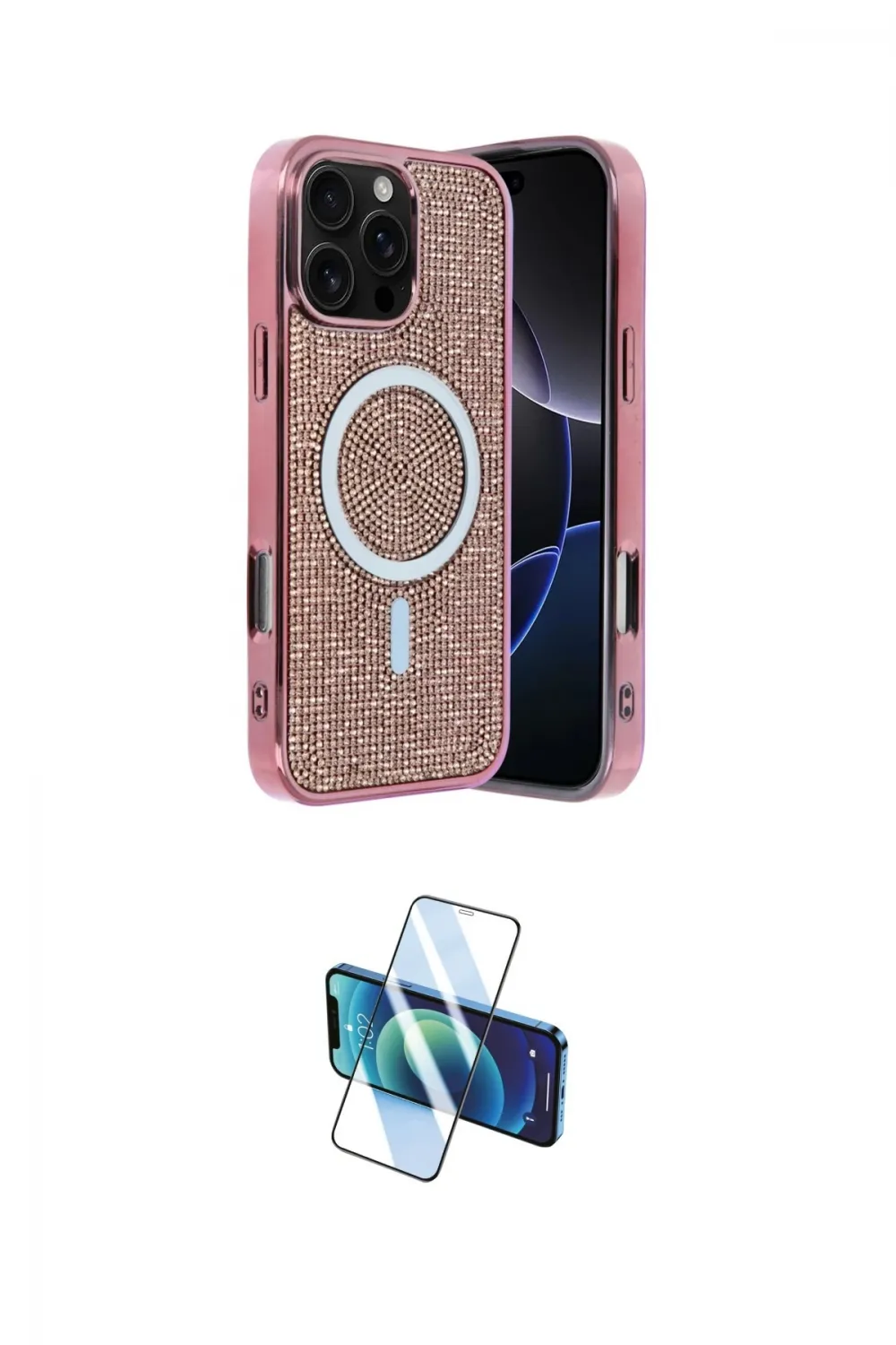 ieg™ iPhone 16 Pro Max Kılıf Eksen Çizgi - Siyah 3D Antistatik Seramik Nano Ekran Koruyucu