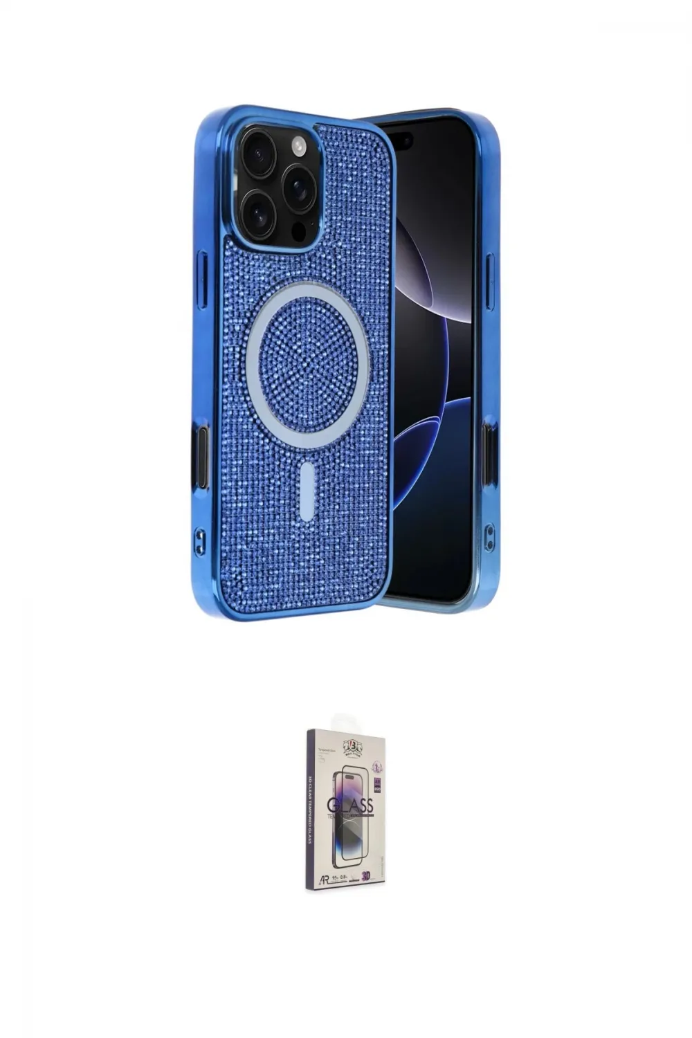 ieg™ iPhone 16 Pro Max Kılıf Eksen Çizgi - Siyah Bilvis 3D Cam Ekran Koruyucu