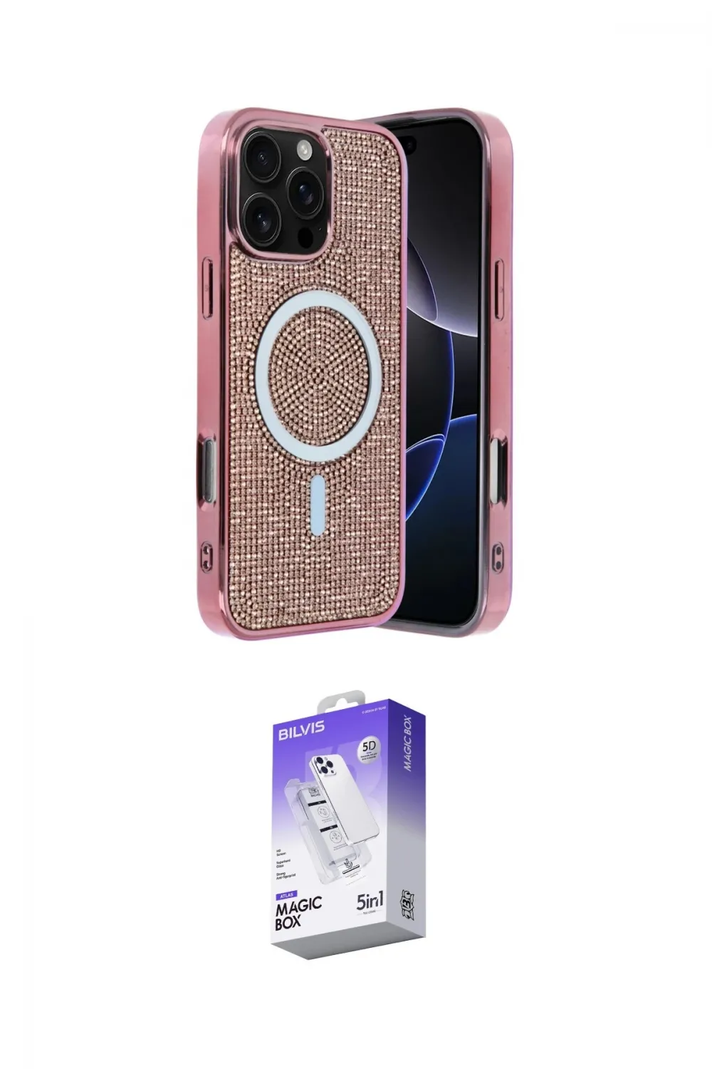 ieg™ iPhone 16 Pro Max Kılıf Eksen Çizgi - Siyah Bilvis 5in1 3D Magic Cam Ekran Koruyucu