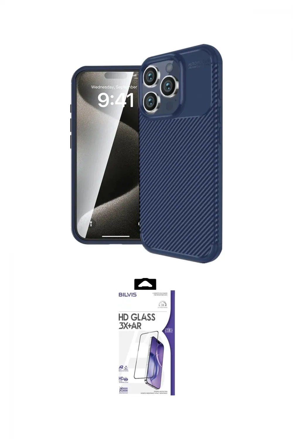 ieg™ iPhone 16 Pro Max Kılıf Eksen Form Prime - Siyah Bilvis 3X AR HD Cam Ekran Koruyucu