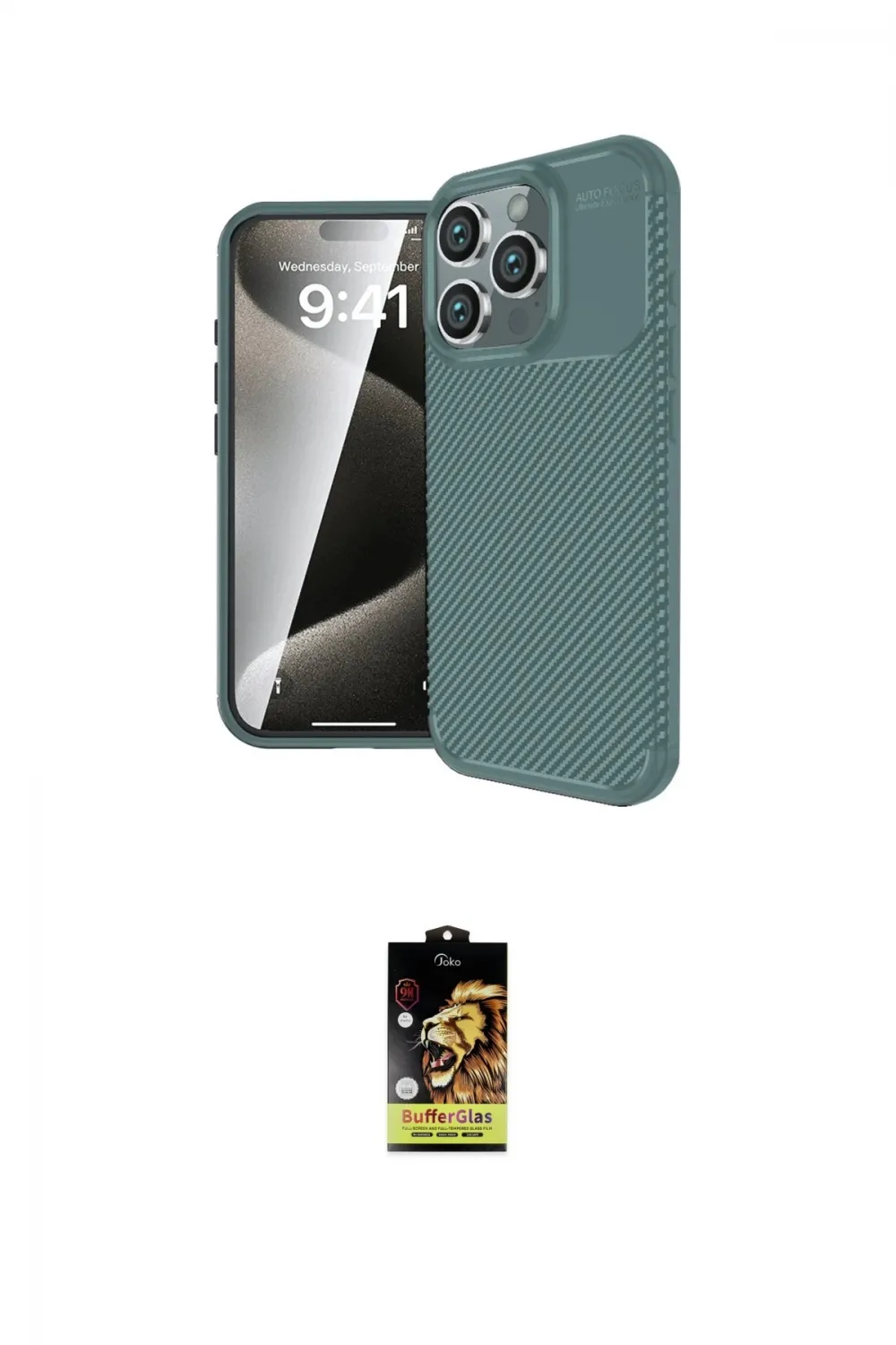 ieg™ iPhone 16 Pro Max Kılıf Eksen Form Prime - Siyah Buffer Cam Ekran Koruyucu