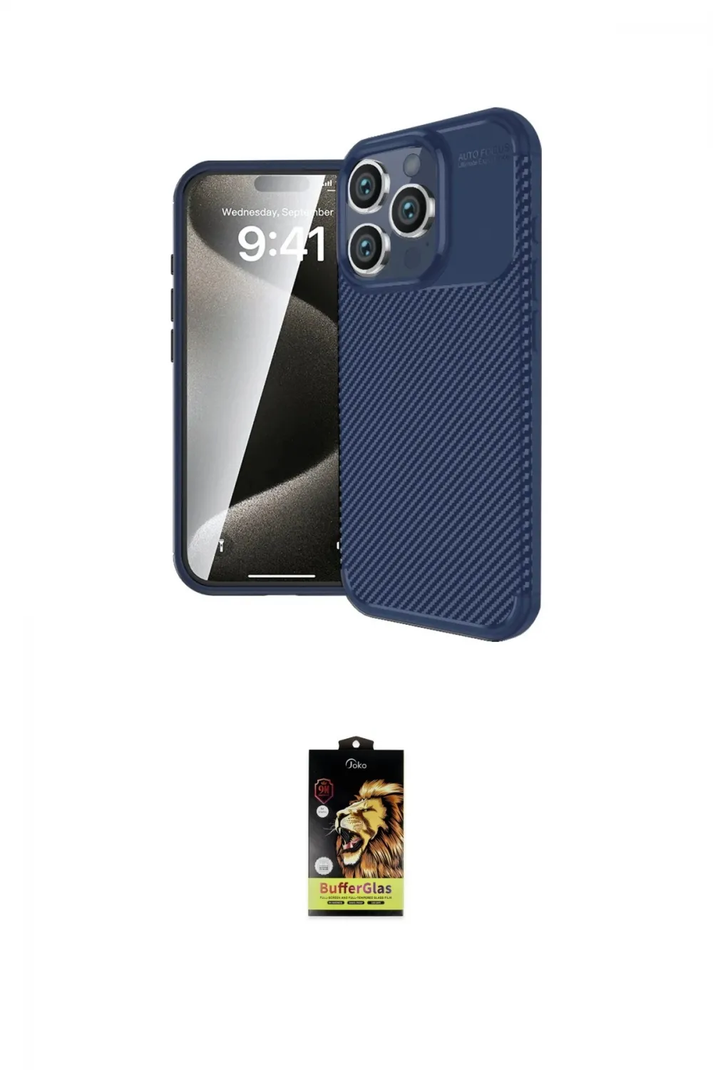 ieg™ iPhone 16 Pro Max Kılıf Eksen Form Prime - Siyah Buffer Cam Ekran Koruyucu