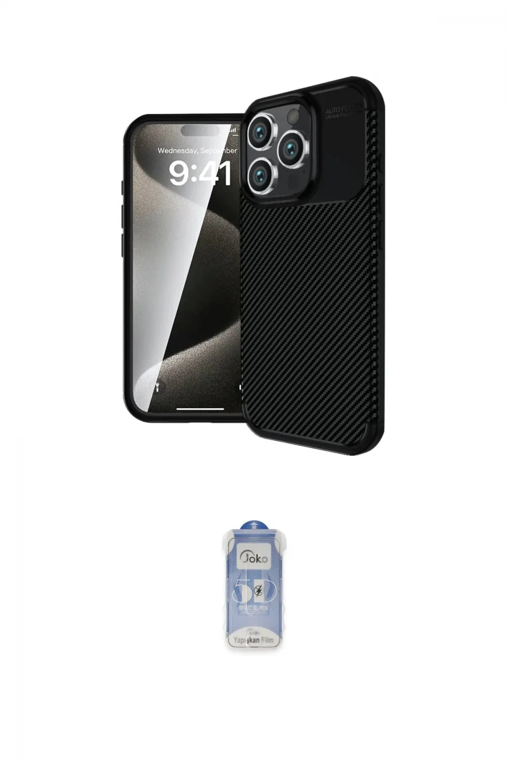 ieg™ iPhone 16 Pro Max Kılıf Eksen Form Prime - Siyah Joko Magic 5D Cam