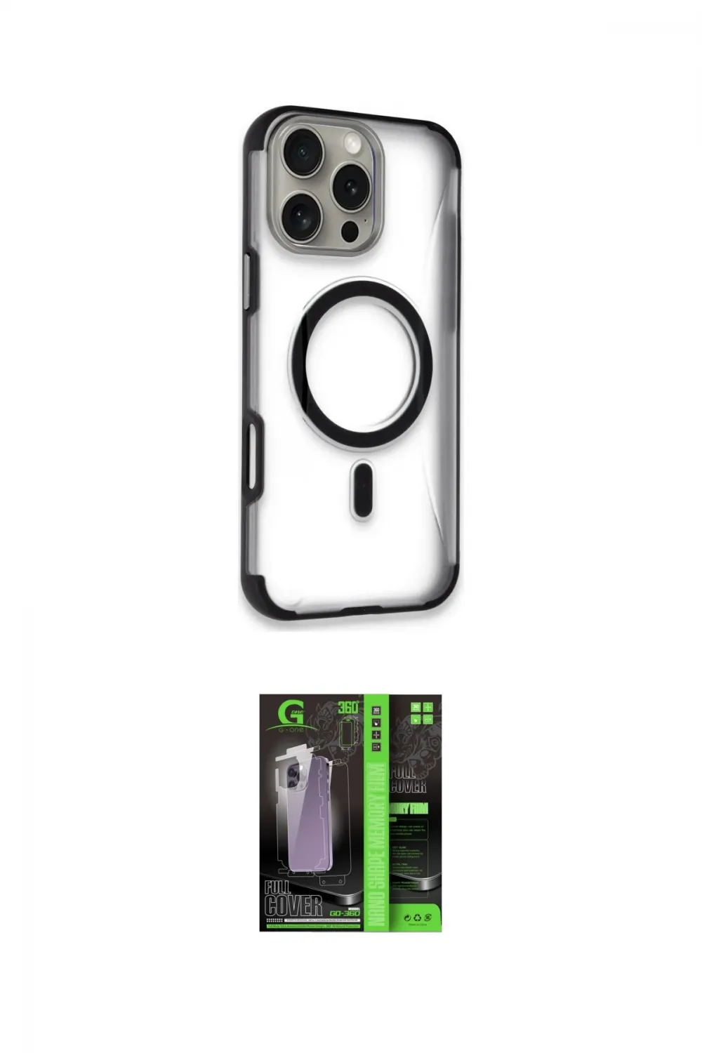 ieg™ iPhone 16 Pro Max Kılıf Eksen Klasik Koleksiyonu - Şeffaf 360 Full Body Arka Koruyucu