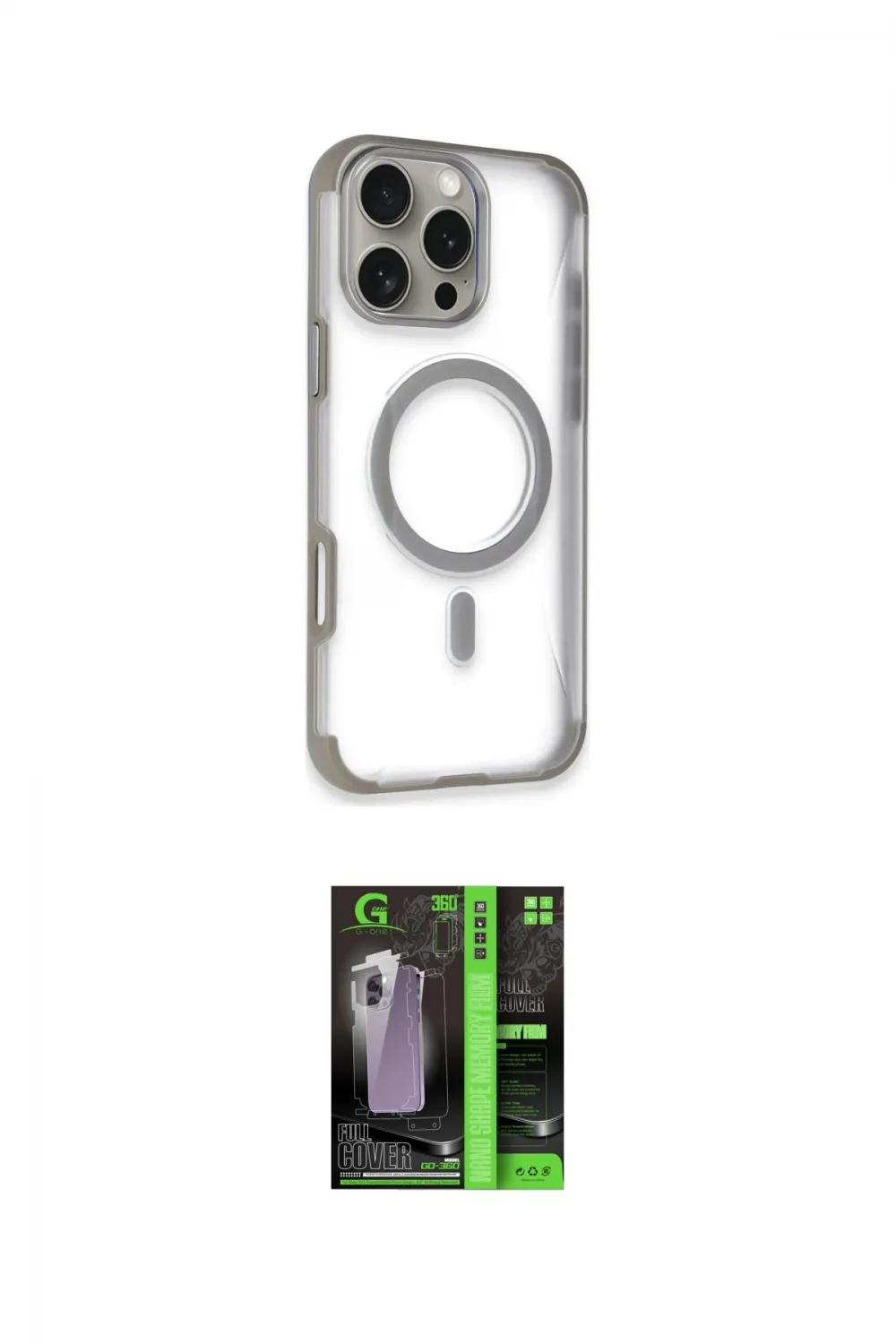 ieg™ iPhone 16 Pro Max Kılıf Eksen Klasik Koleksiyonu - Şeffaf 360 Full Body Arka Koruyucu