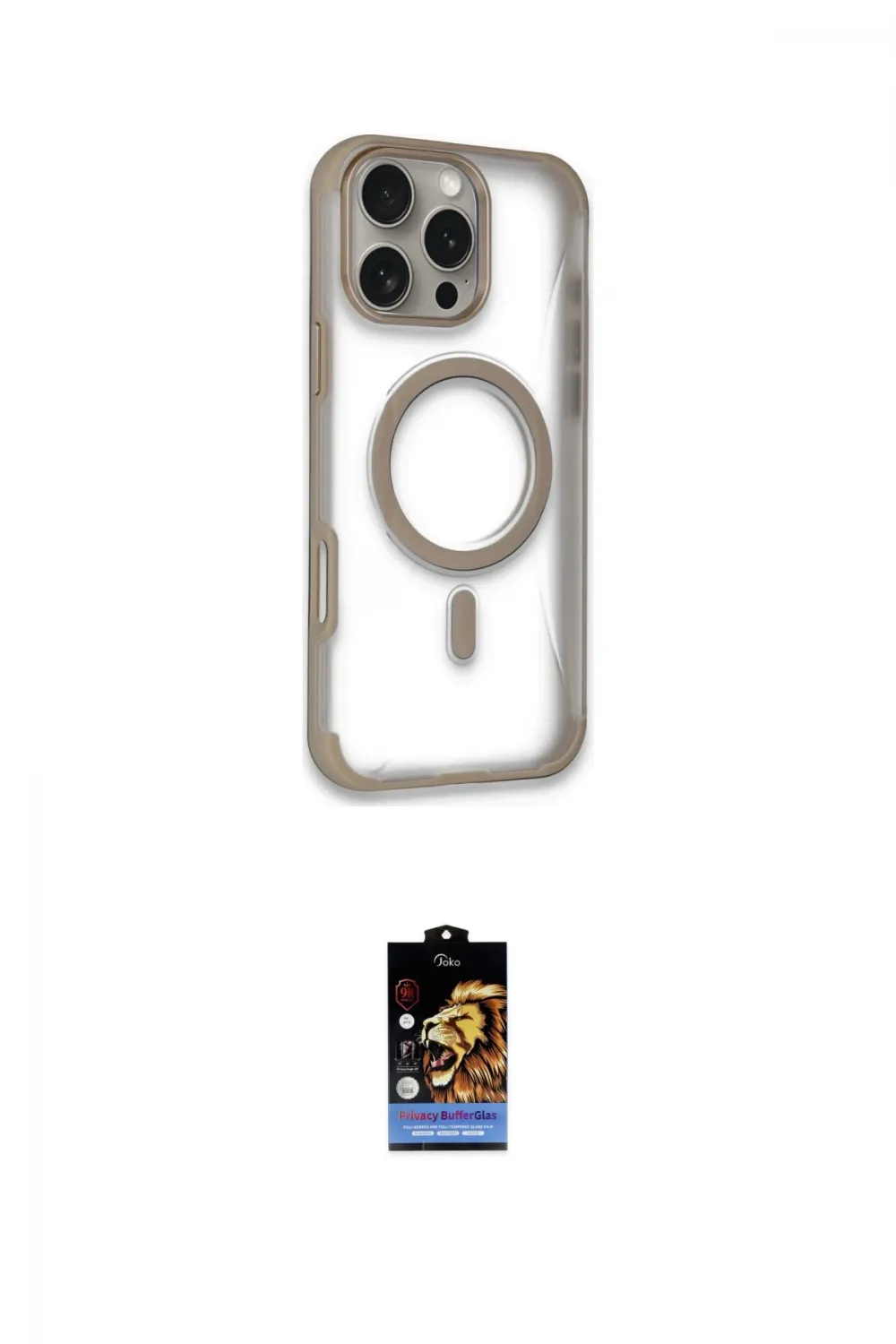 ieg™ iPhone 16 Pro Max Kılıf Eksen Klasik Koleksiyonu - Siyah Buffer Hayalet Cam Ekran Koruyucu