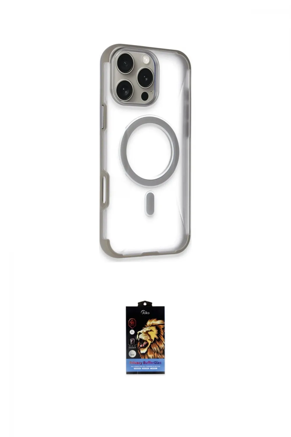 ieg™ iPhone 16 Pro Max Kılıf Eksen Klasik Koleksiyonu - Siyah Buffer Hayalet Cam Ekran Koruyucu