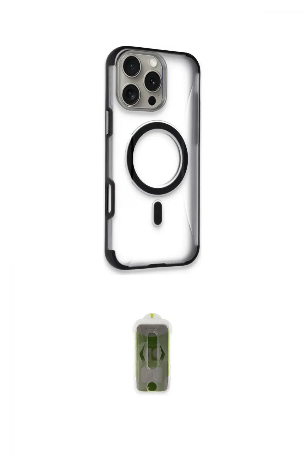 ieg™ iPhone 16 Pro Max Kılıf Eksen Klasik Koleksiyonu - Siyah Joko Magic 5D Hayalet Cam