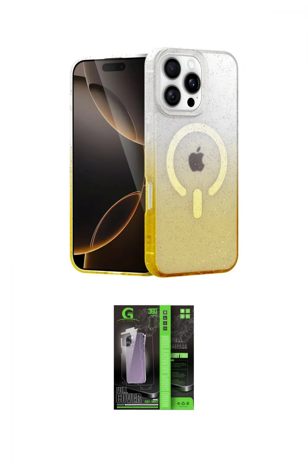 ieg™ iPhone 16 Pro Max Kılıf Eksen Minimal Özel Seri - Şeffaf 360 Full Body Arka Koruyucu