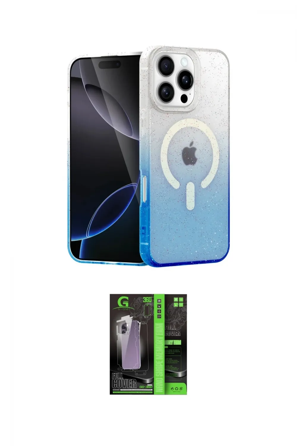 ieg™ iPhone 16 Pro Max Kılıf Eksen Minimal Özel Seri - Şeffaf 360 Full Body Arka Koruyucu