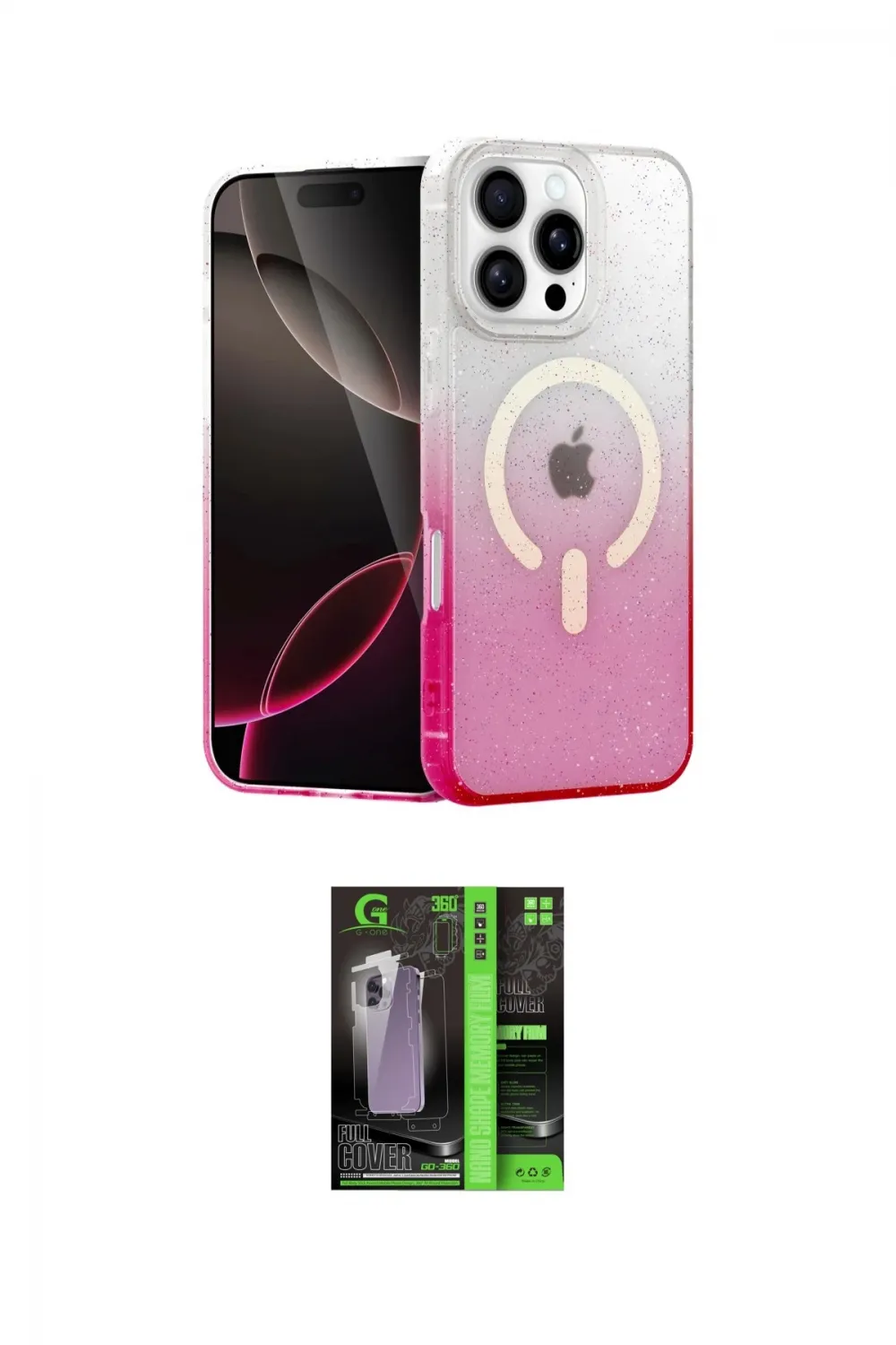 ieg™ iPhone 16 Pro Max Kılıf Eksen Minimal Özel Seri - Şeffaf 360 Full Body Arka Koruyucu