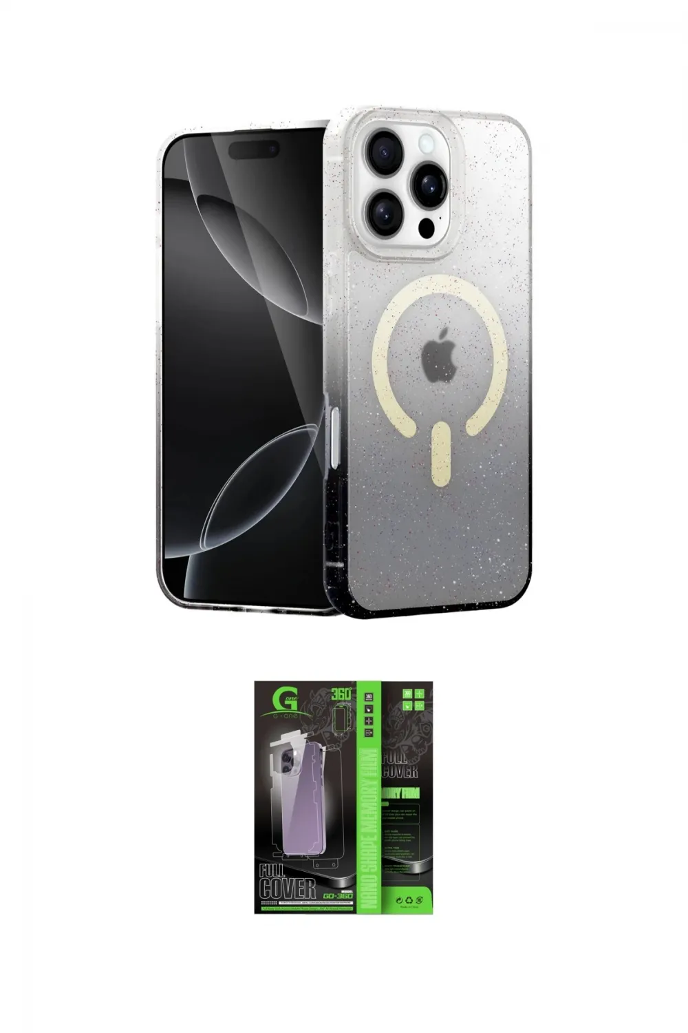 ieg™ iPhone 16 Pro Max Kılıf Eksen Minimal Özel Seri - Şeffaf 360 Full Body Arka Koruyucu