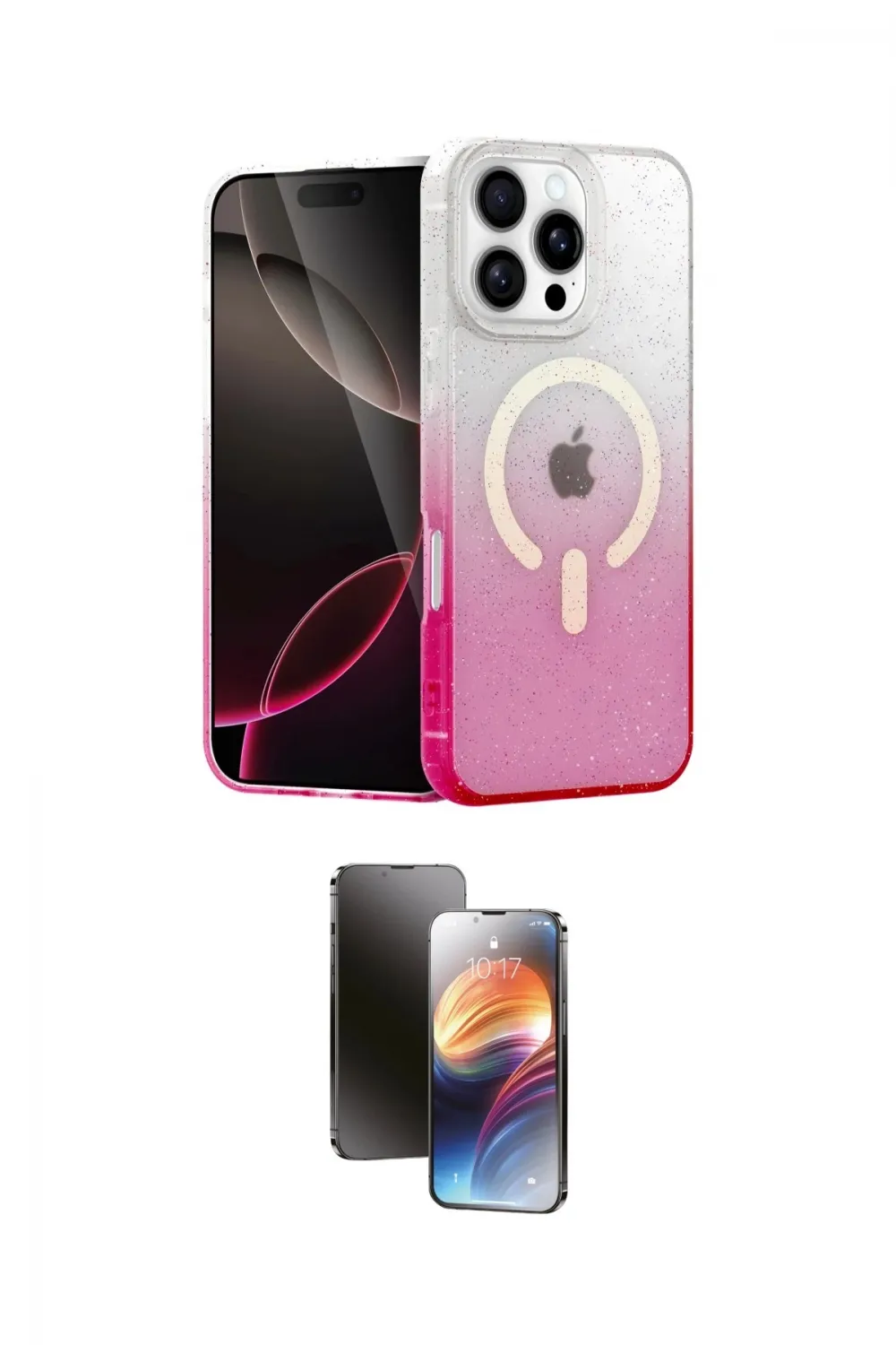 ieg™ iPhone 16 Pro Max Kılıf Eksen Minimal Özel Seri - Siyah 3D Antistatik Mat Seramik Nano Ekran Koruyucu
