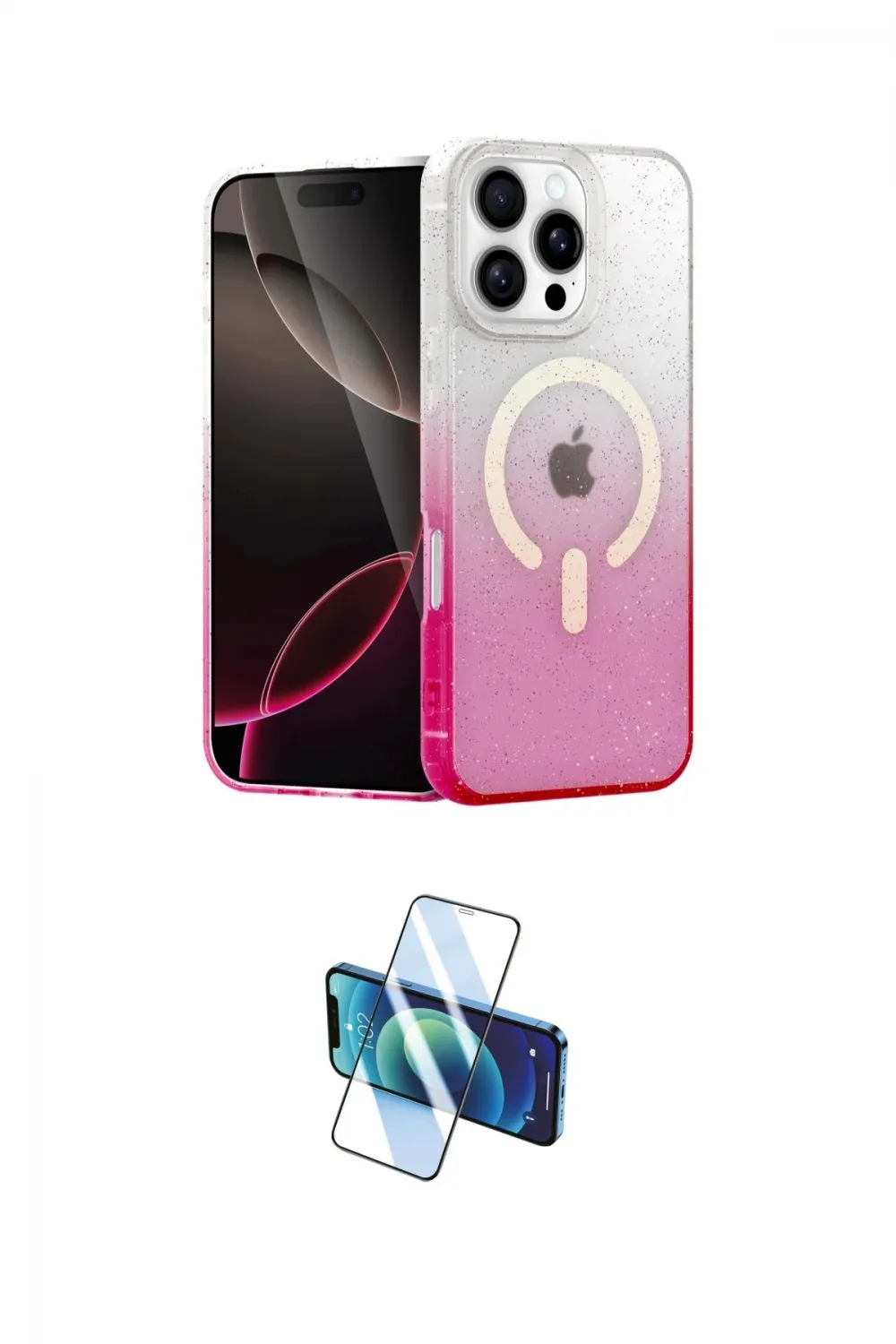 ieg™ iPhone 16 Pro Max Kılıf Eksen Minimal Özel Seri - Siyah 3D Antistatik Seramik Nano Ekran Koruyucu
