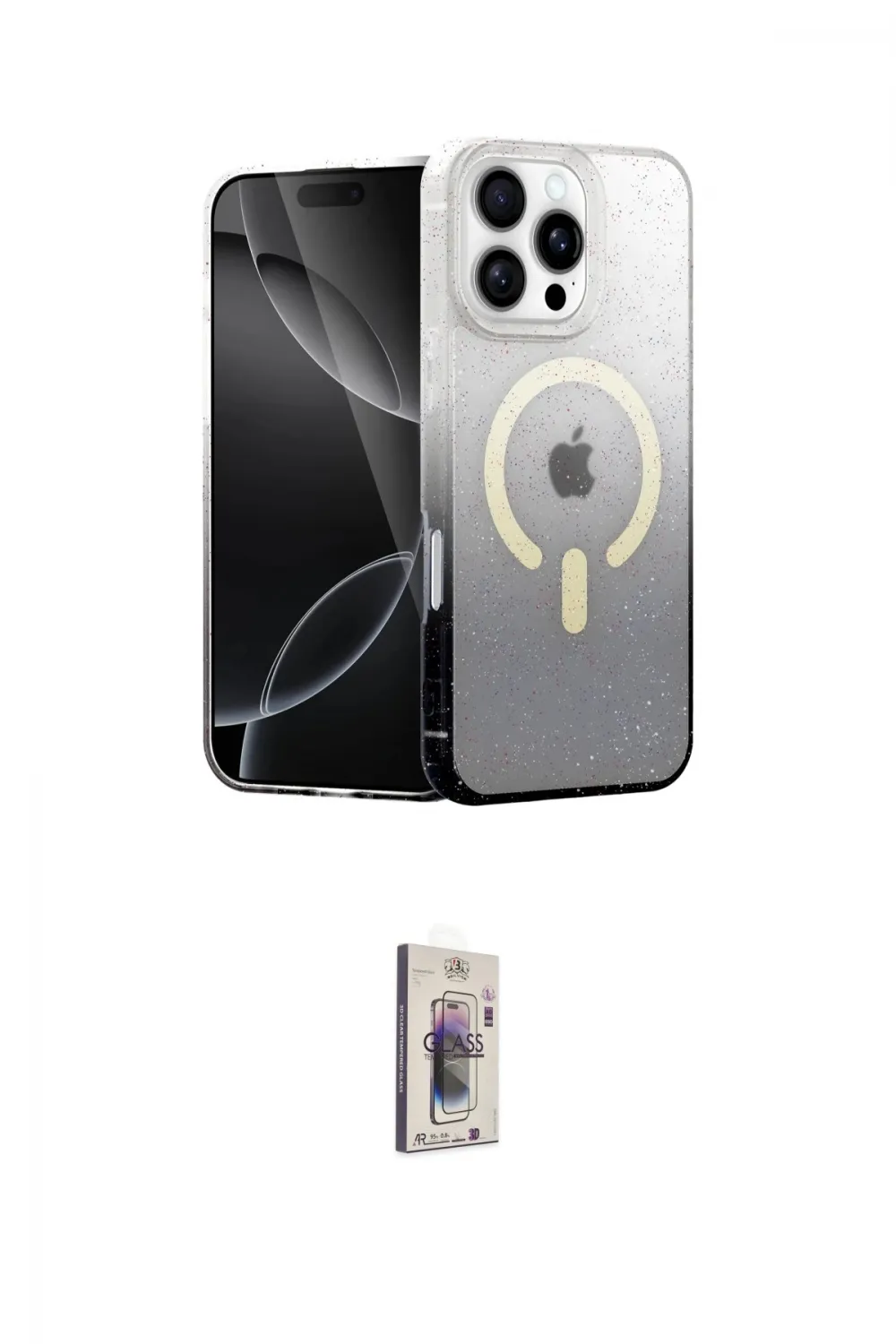 ieg™ iPhone 16 Pro Max Kılıf Eksen Minimal Özel Seri - Siyah Bilvis 3D Cam Ekran Koruyucu