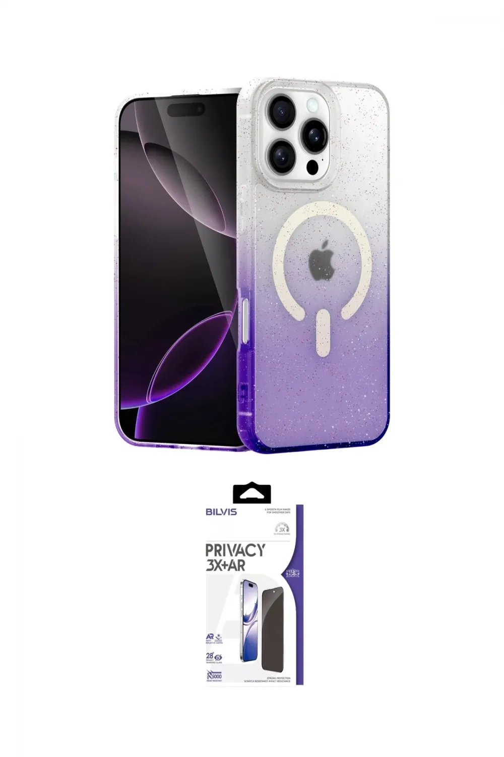 ieg™ iPhone 16 Pro Max Kılıf Eksen Minimal Özel Seri - Siyah Bilvis 3X AR Hayalet Cam Ekran Koruyucu