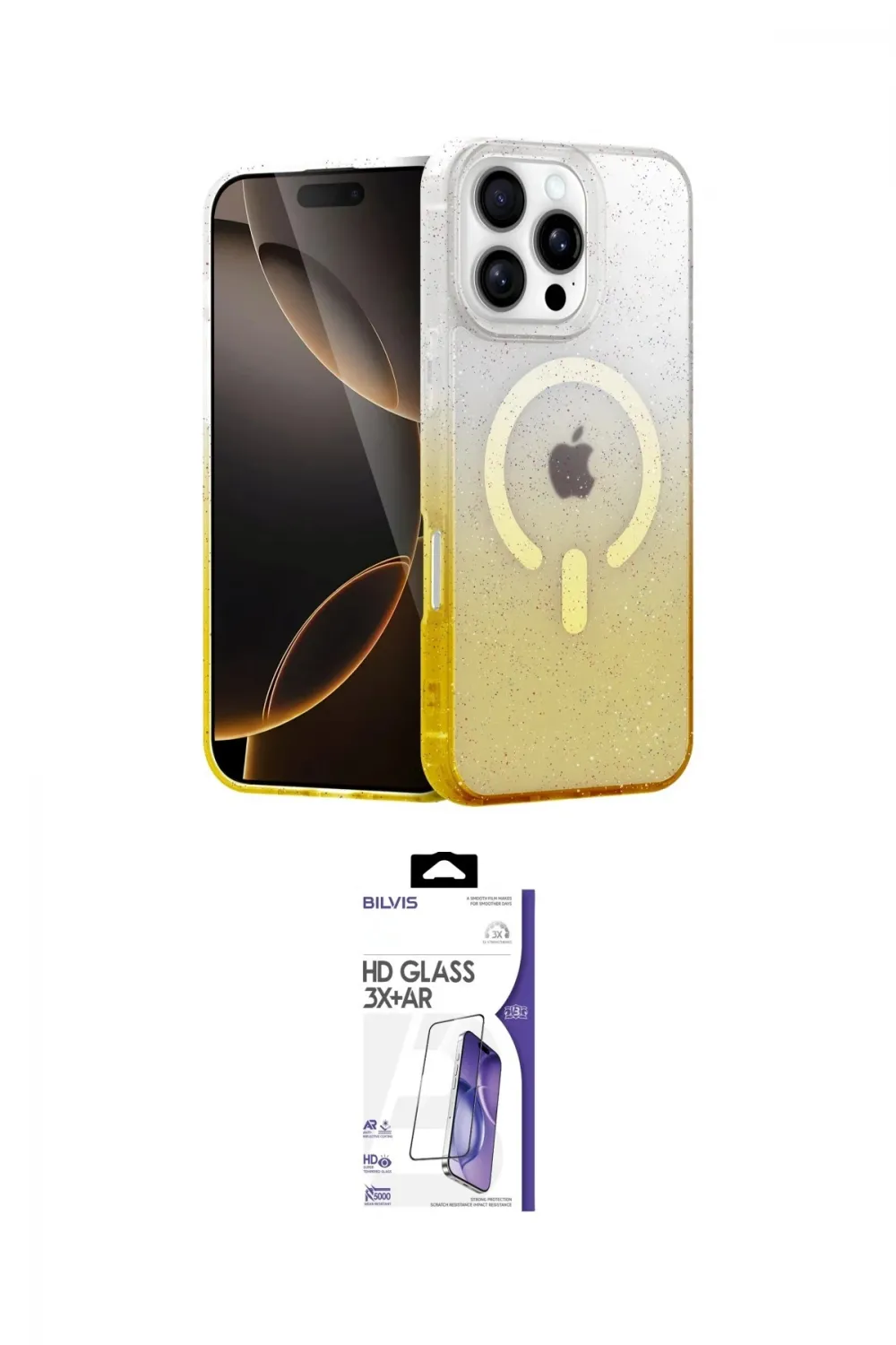 ieg™ iPhone 16 Pro Max Kılıf Eksen Minimal Özel Seri - Siyah Bilvis 3X AR HD Cam Ekran Koruyucu