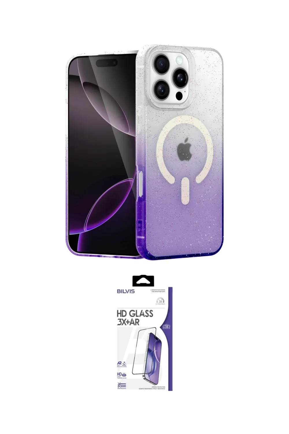ieg™ iPhone 16 Pro Max Kılıf Eksen Minimal Özel Seri - Siyah Bilvis 3X AR HD Cam Ekran Koruyucu