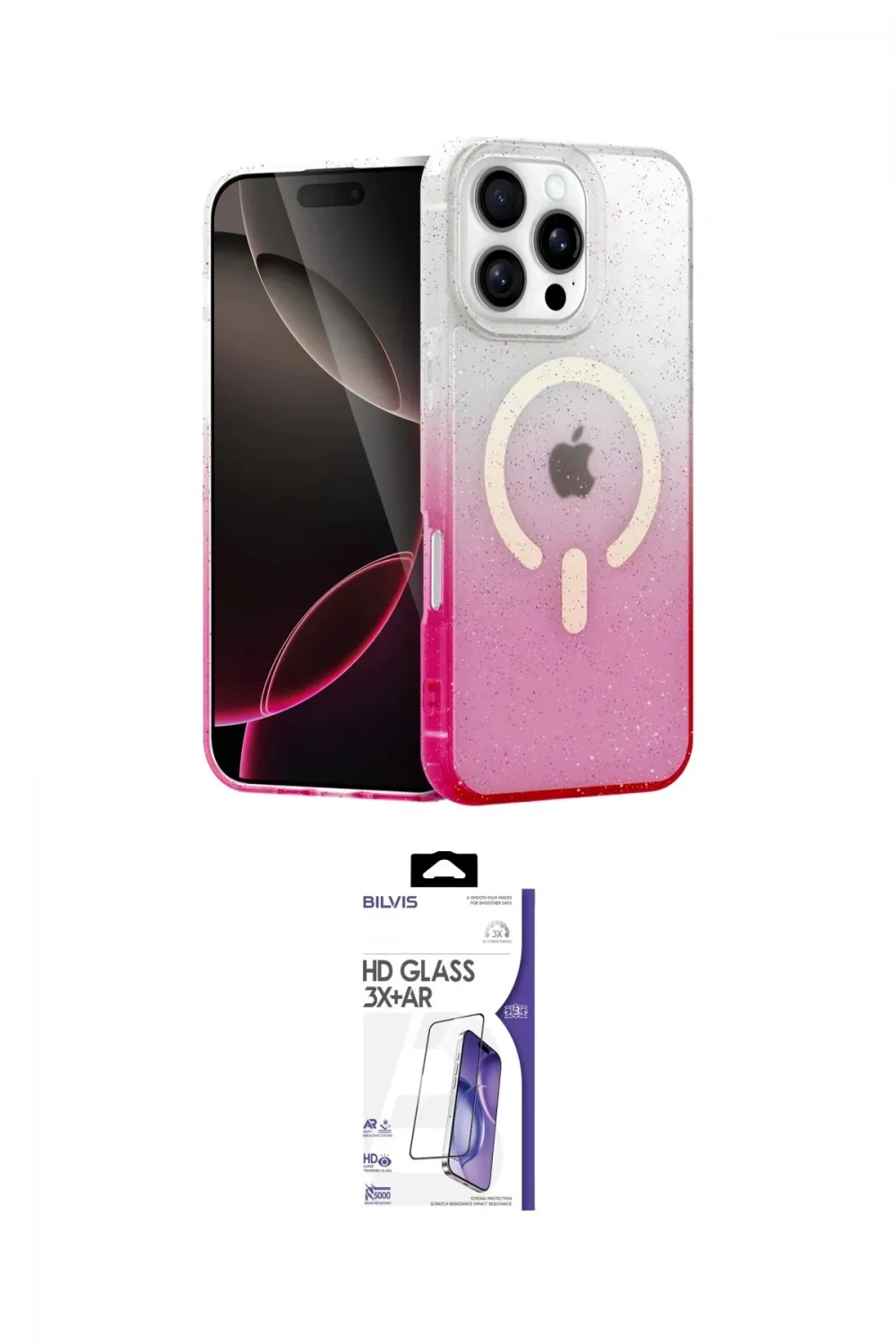 ieg™ iPhone 16 Pro Max Kılıf Eksen Minimal Özel Seri - Siyah Bilvis 3X AR HD Cam Ekran Koruyucu